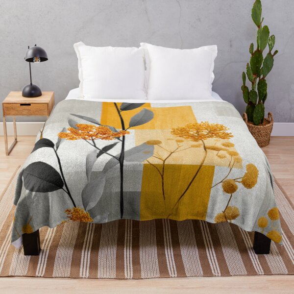 Item preview, Soft Romantic Abstract Botanical Gray Turmeric Pattern designed and sold by GrinGalore.