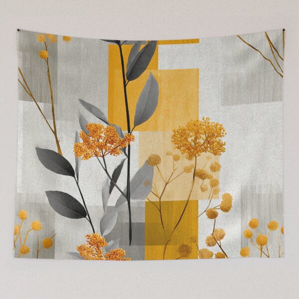 Item preview, Soft Romantic Abstract Botanical Gray Turmeric Pattern designed and sold by GrinGalore.