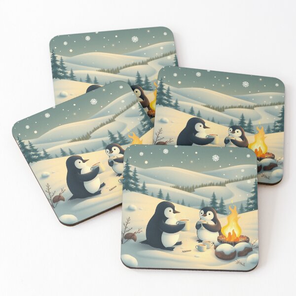 Item preview, Cozy Penguins with Chocolate Mugs designed and sold by Faeblehoarder.