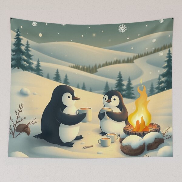 Item preview, Cozy Penguins with Chocolate Mugs designed and sold by Faeblehoarder.