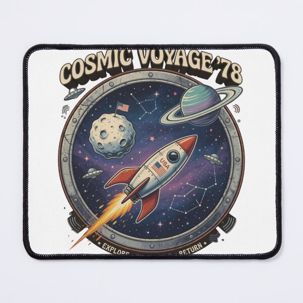 Item preview, Cosmic Voyage 1978 Rocket Moon UFO | Retro Space Patch designed and sold by ASTRA-TMD.