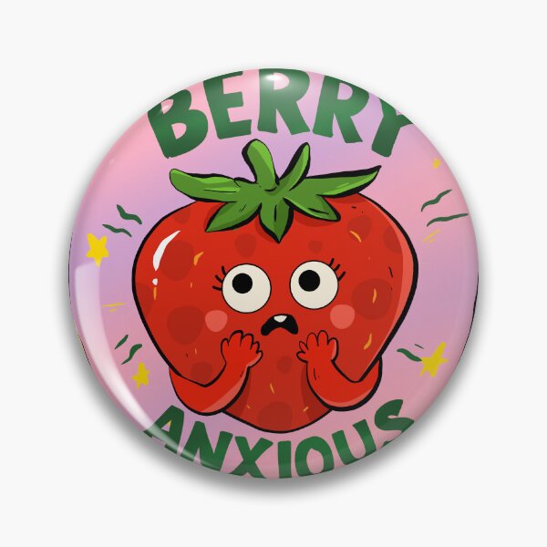 Item preview, Berry Anxious – Cute Anxious Strawberry Sticker designed and sold by chupichapa.
