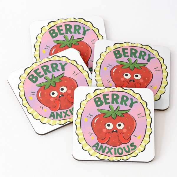 Item preview, Berry Anxious – Cute Anxious Strawberry Sticker designed and sold by chupichapa.