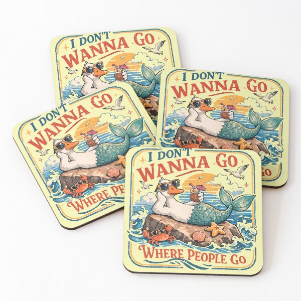 Item preview, I Don’t Wanna Go Where People Go – Cute Mermaid Duck Illustration designed and sold by AngryToro.