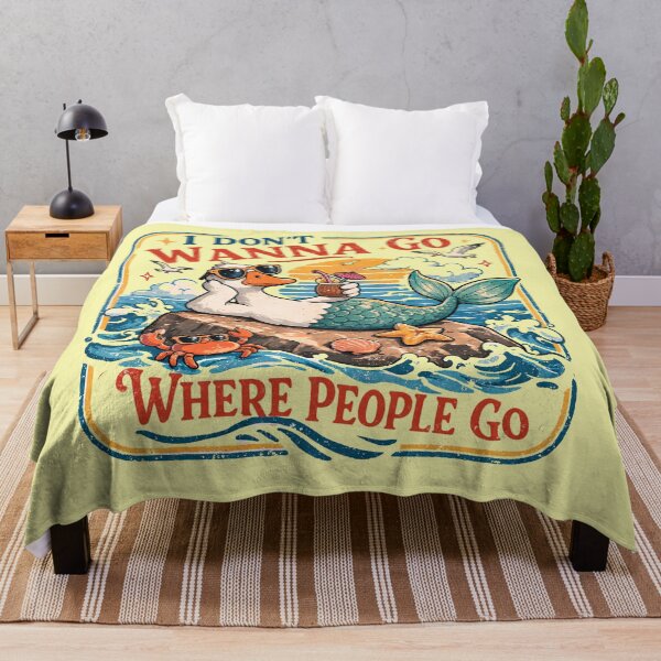 Item preview, I Don’t Wanna Go Where People Go – Cute Mermaid Duck Illustration designed and sold by AngryToro.
