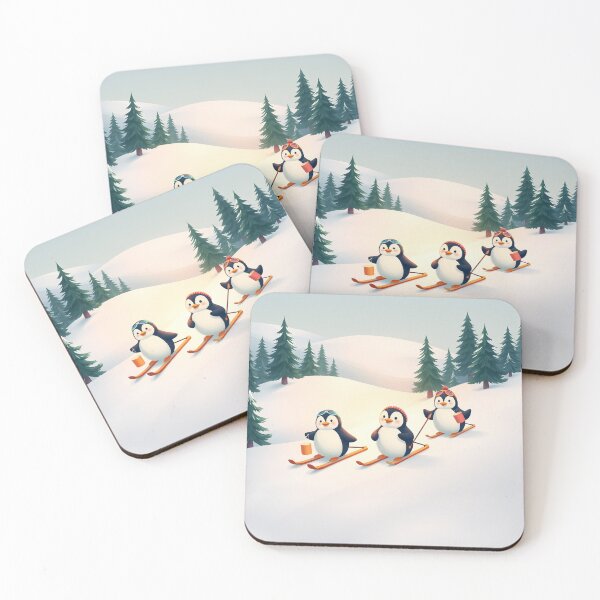 Item preview, Skiing Penguins with Hot Cocoa designed and sold by Faeblehoarder.