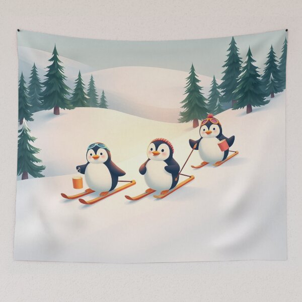 Item preview, Skiing Penguins with Hot Cocoa designed and sold by Faeblehoarder.
