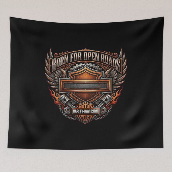 Item preview, Harley Davidson Born For Open Roads Vintage Custom Motorcycle Print designed and sold by enzoade.