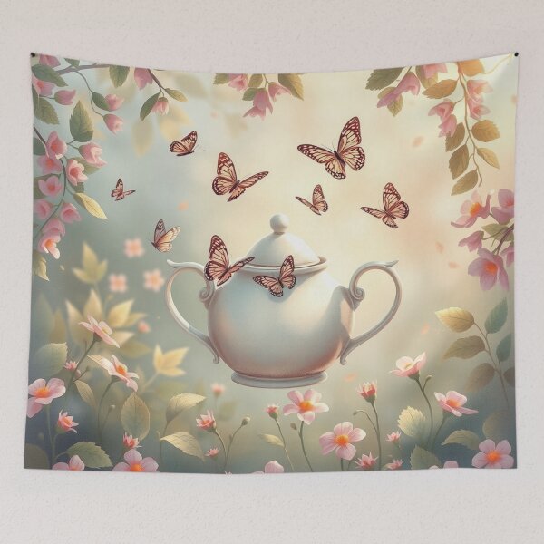 Item preview, Whimsical Butterflies Dancing Around Teapot designed and sold by Faeblehoarder.