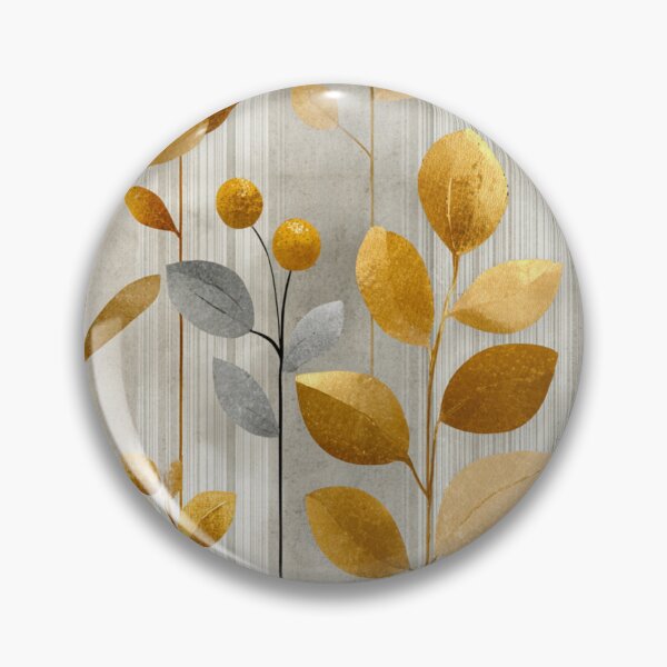 Item preview, Soft Romantic Abstract Botanical Golden Gray Pattern designed and sold by GrinGalore.