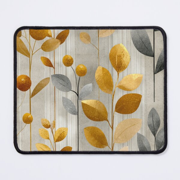 Item preview, Soft Romantic Abstract Botanical Golden Gray Pattern designed and sold by GrinGalore.