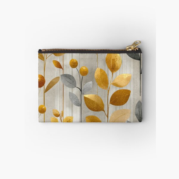 Item preview, Soft Romantic Abstract Botanical Golden Gray Pattern designed and sold by GrinGalore.