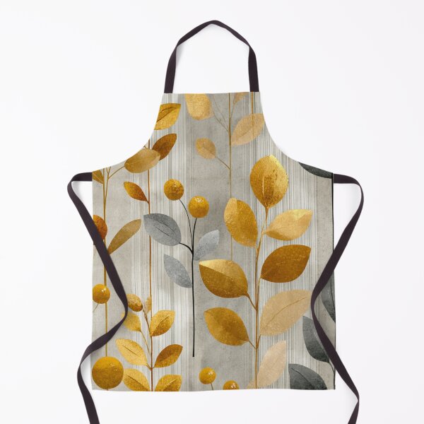 Item preview, Soft Romantic Abstract Botanical Golden Gray Pattern designed and sold by GrinGalore.