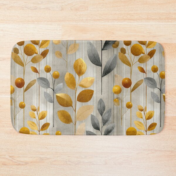 Item preview, Soft Romantic Abstract Botanical Golden Gray Pattern designed and sold by GrinGalore.