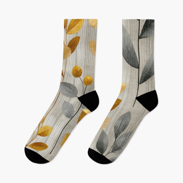 Item preview, Soft Romantic Abstract Botanical Golden Gray Pattern designed and sold by GrinGalore.