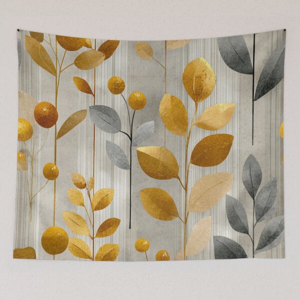 Item preview, Soft Romantic Abstract Botanical Golden Gray Pattern designed and sold by GrinGalore.