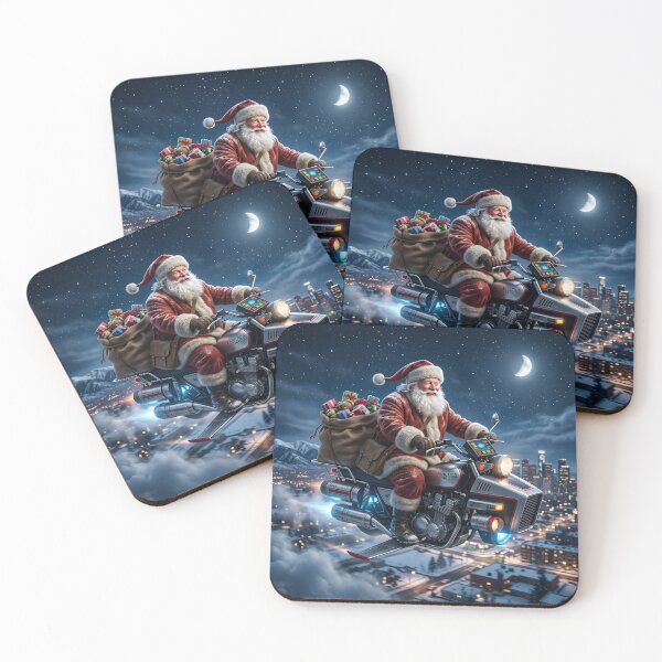 Item preview, Santa Claus on a flying motorcycle  designed and sold by WiseBow.