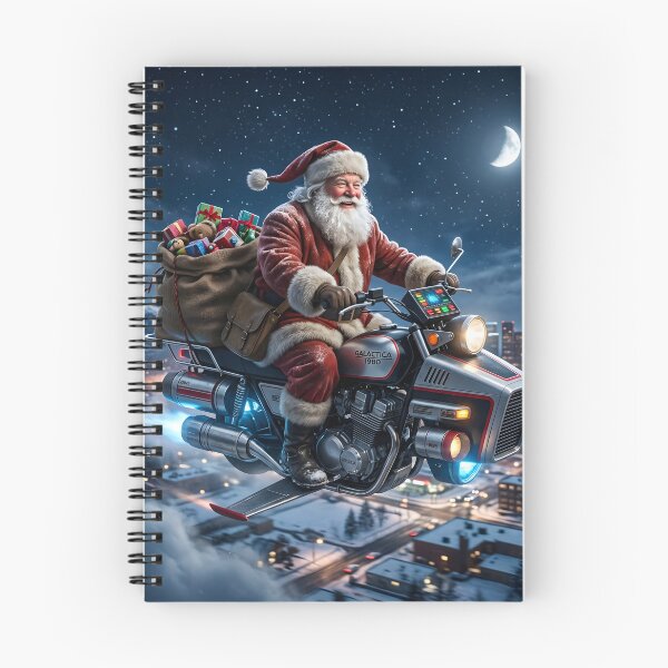 Artikelvorschau, Weihnachtsmann auf einem fliegenden Motorrad entworfen und verkauft von WiseBow.