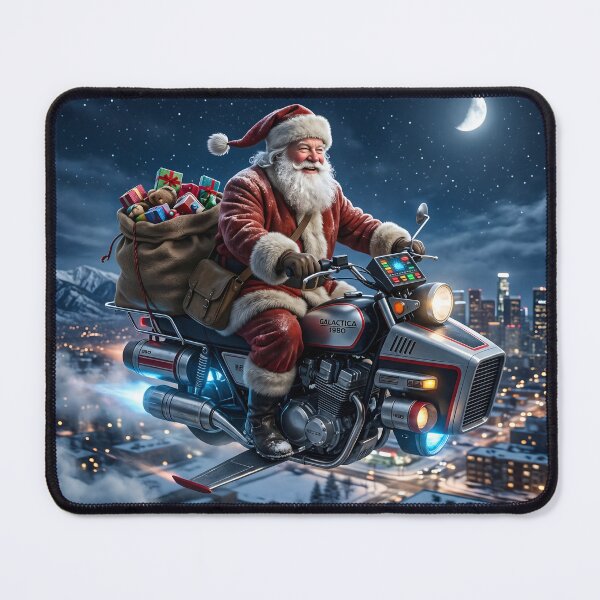 Item preview, Santa Claus on a flying motorcycle  designed and sold by WiseBow.