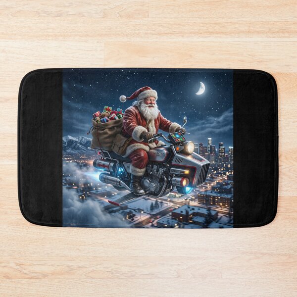 Item preview, Santa Claus on a flying motorcycle  designed and sold by WiseBow.