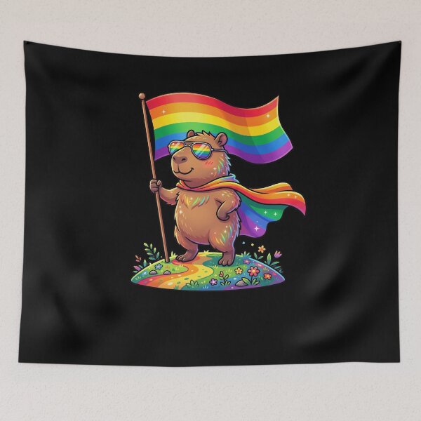 Item preview, Capybara Rainbow Flag Pride LGBTQ+ Support designed and sold by snowry.