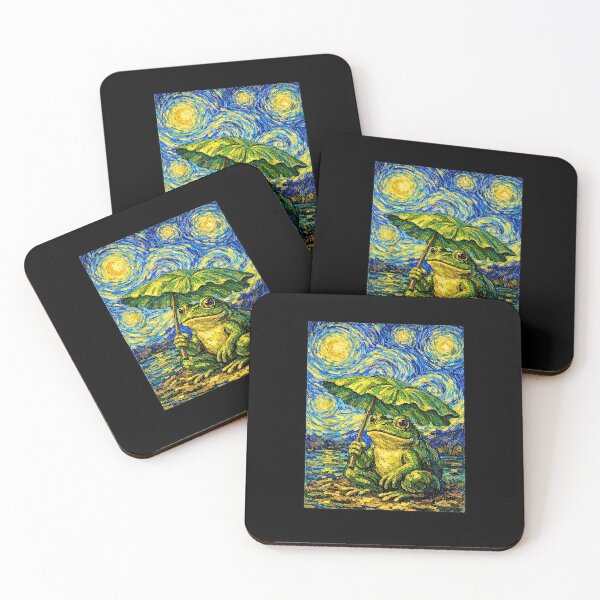 Item preview, Colorful Rain Frog with Leaf Umbrella Whimsical Art designed and sold by Methahshop.