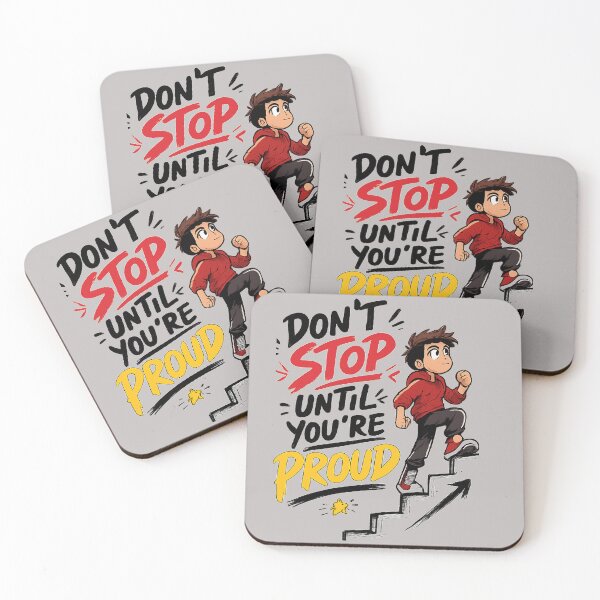 Item preview, Don't Stop Until You're Proud - Cartoon Motivation Quote Design designed and sold by mr.bardook.