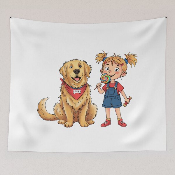 Item preview, Sam the Golden Retriever and Little Girl designed and sold by Othala888.