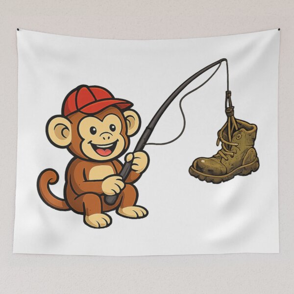 Item preview,  Monkey fishing caught old boot designed and sold by JamesDunican.