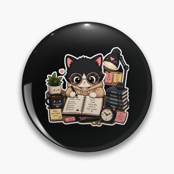 Item preview, Cute Study Cat Sticker | Kawaii Student Motivation & Focus Planner Design designed and sold by TheZyro.