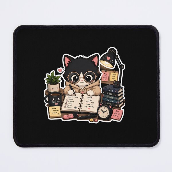 Item preview, Cute Study Cat Sticker | Kawaii Student Motivation & Focus Planner Design designed and sold by TheZyro.