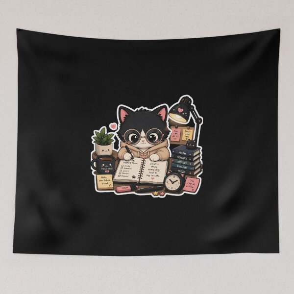 Item preview, Cute Study Cat Sticker | Kawaii Student Motivation & Focus Planner Design designed and sold by TheZyro.