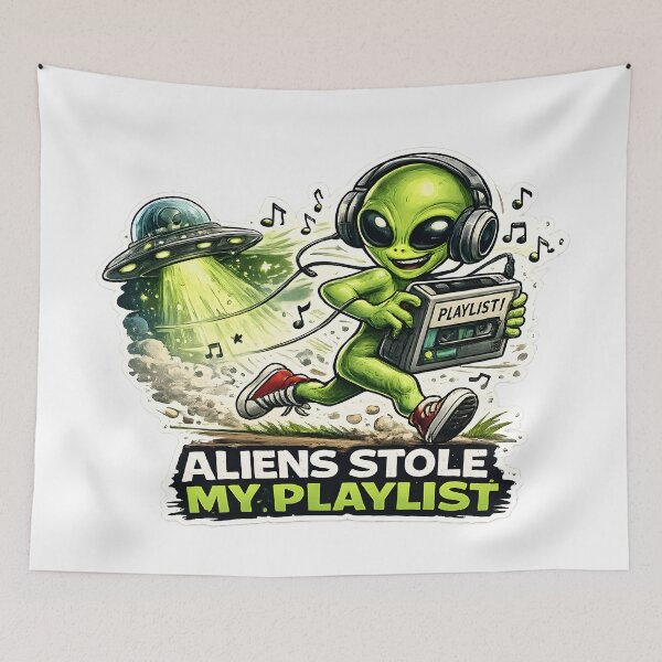 Item preview, Aliens Stole My Playlist Funny Music UFO Design designed and sold by PatiImagination.