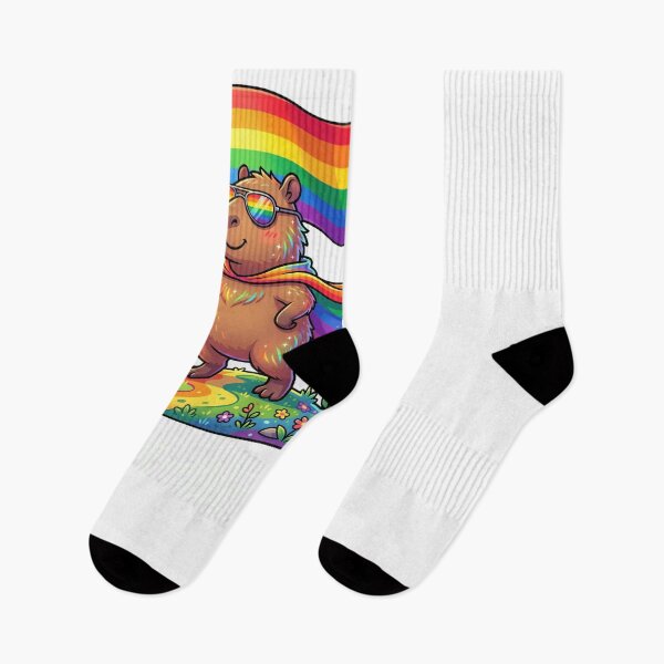 Item preview, CAPY-BI-RA Cute Capybara Rainbow Pride Flag designed and sold by snowry.
