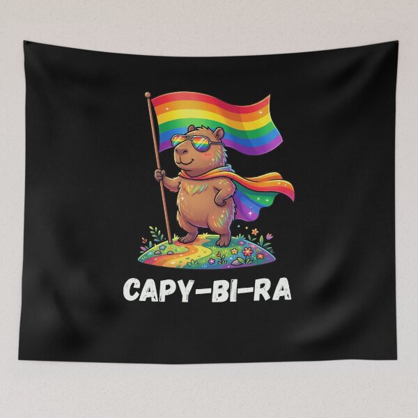 Item preview, CAPY-BI-RA Cute Capybara Rainbow Pride Flag designed and sold by snowry.