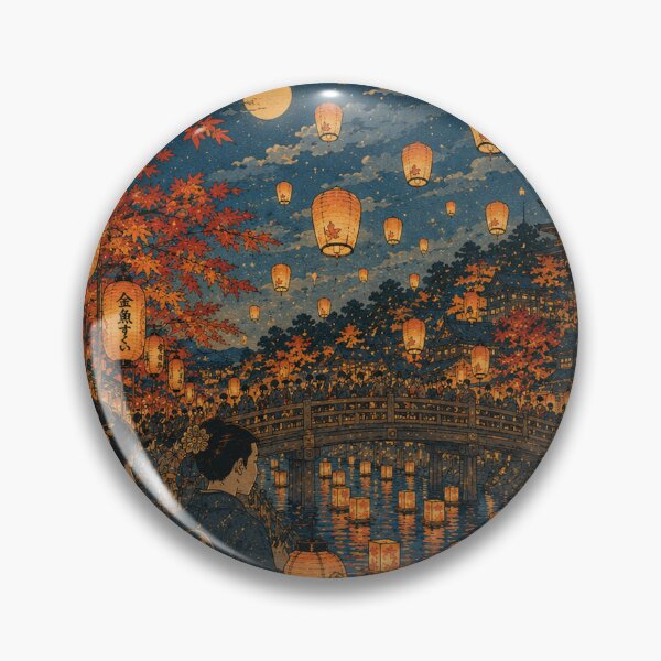 Item preview, Autumn Lantern Festival Ukiyo-e Art Print | Japanese Fall Festival Night | Traditional Woodblock Style designed and sold by Vandy Fullam.