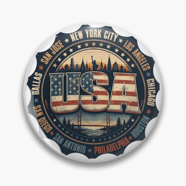Item preview, Vintage USA Cities Patriotic American Flag Travel Design designed and sold by reanacreations.