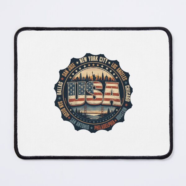 Item preview, Vintage USA Cities Patriotic American Flag Travel Design designed and sold by reanacreations.