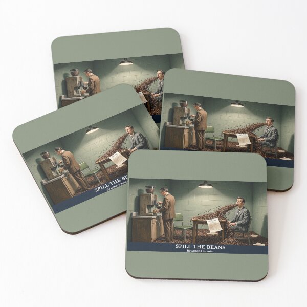 Item preview, Spill the Beans – Interrogation Room Dark Humor Vintage Art designed and sold by SammyMorry.
