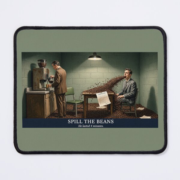 Item preview, Spill the Beans – Interrogation Room Dark Humor Vintage Art designed and sold by SammyMorry.