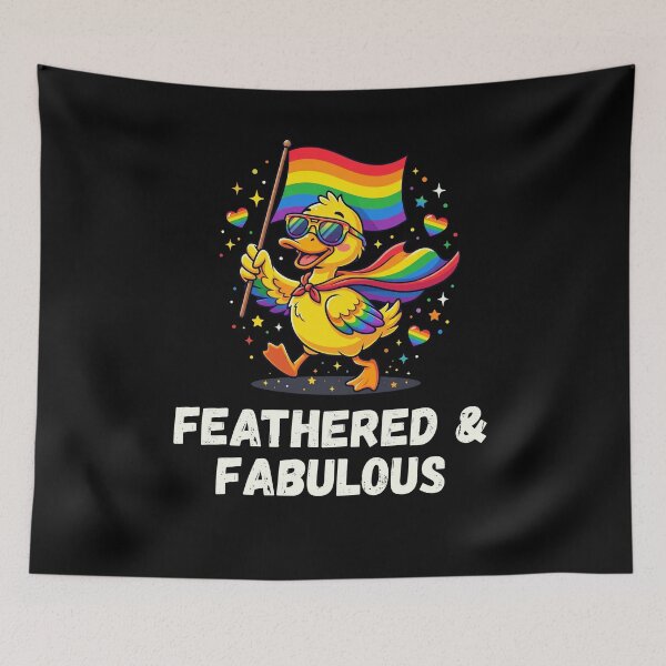 Item preview, Feathered & Fabulous Duck LGBTQ Pride Flag designed and sold by snowry.