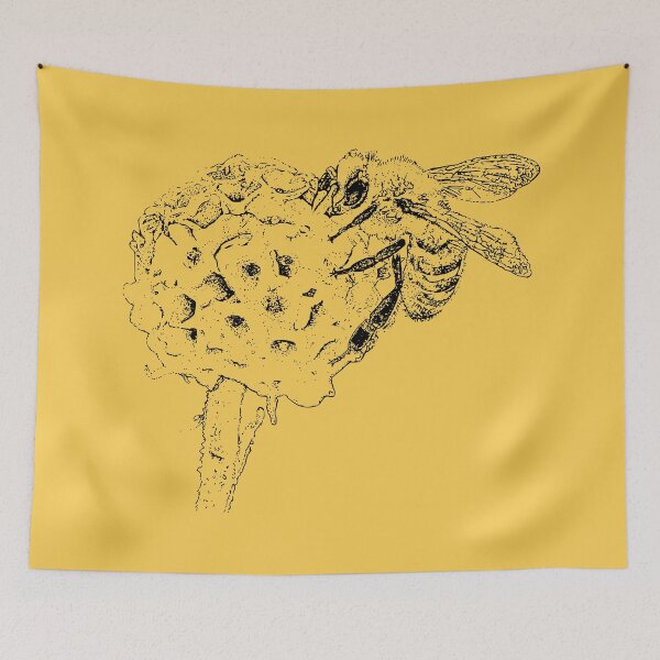 Item preview, Honey Bee on Golden Buddleia - (#F8CC53) designed and sold by The Stippler Process.