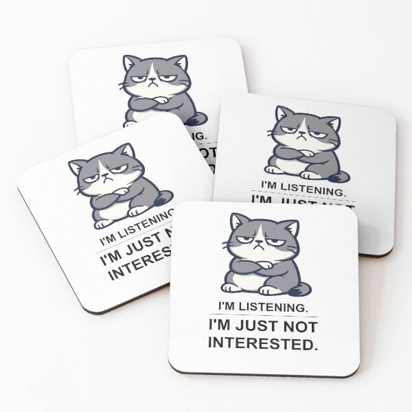 Item preview, Funny Grumpy Cat I'm Listening I'm Just Not Interested — Introvert Humor T-Shirt Gift for Remote Workers and Coworkers designed and sold by OfficeWhiskers.