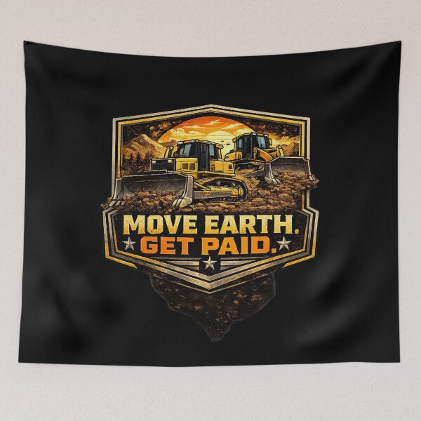 Item preview, Move Earth Get Paid Bulldozer Operator Vintage Construction Design designed and sold by kakmi-art.