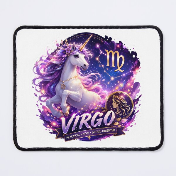 Item preview, Virgo Unicorn Magical Goddess Practical Kind Zodiac Art designed and sold by Zodiac Celestial Art.