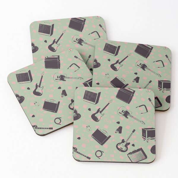Item preview, Guitar & Amp Gig Day Pattern | Music Lover Sage Green Vintage All Over Print designed and sold by Analog Threads & Goods.