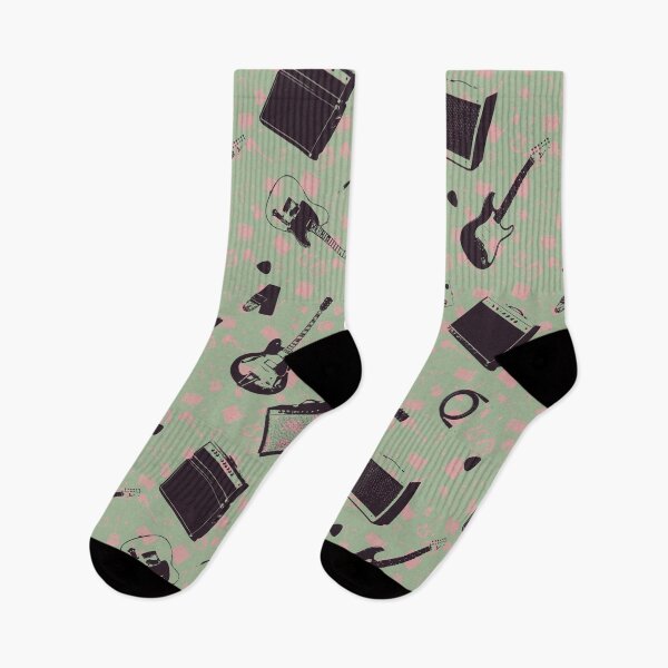 Item preview, Guitar & Amp Gig Day Pattern | Music Lover Sage Green Vintage All Over Print designed and sold by Analog Threads & Goods.