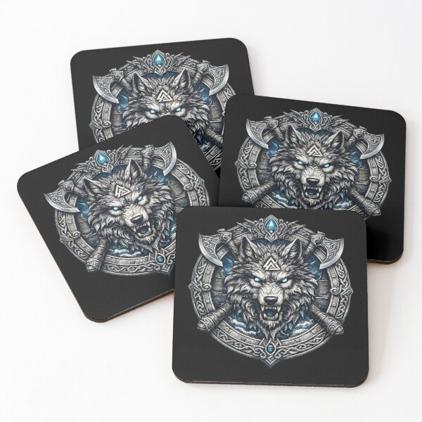 Item preview, Viking Wolf Shield Norse Warrior Fantasy Emblem Design designed and sold by Akter-sikder.