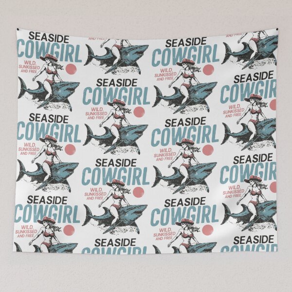 Item preview, Seaside Cowgirl Wild Sunkissed And Free Cowgirl Riding Shark designed and sold by ostenlee.