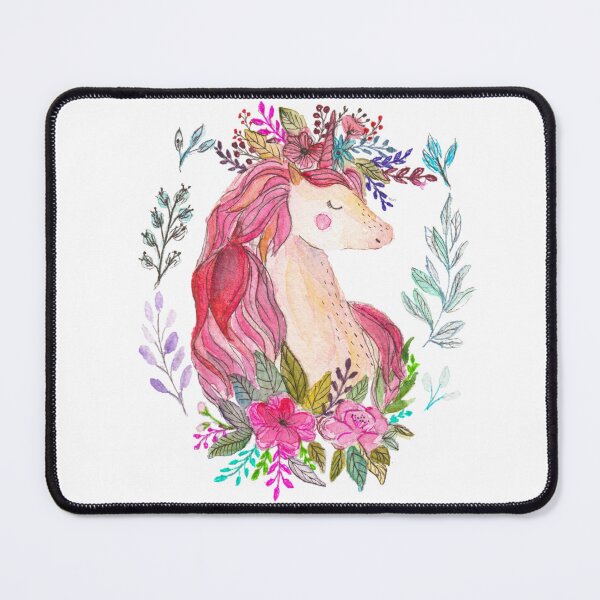 Item preview, Unicorn with a crown of flowers designed and sold by CalmaWatercolor.